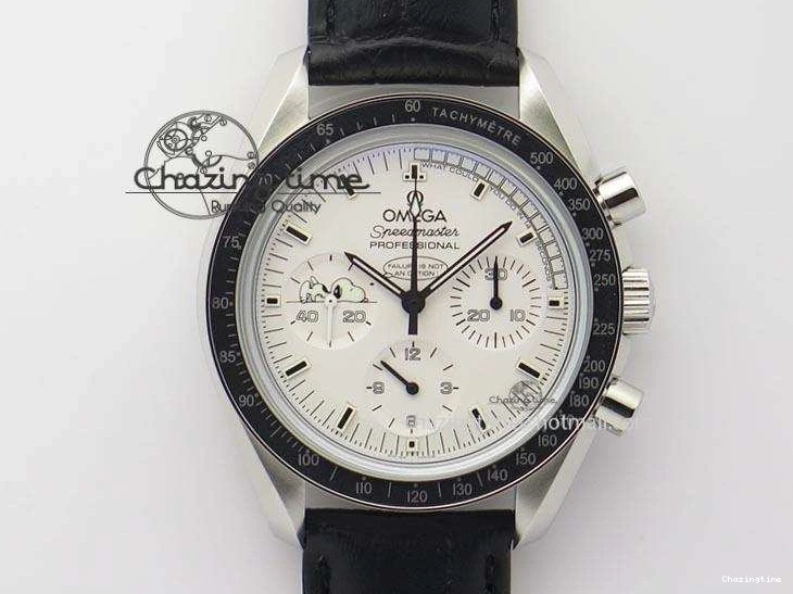 1228 Vibrant Speedmaster JHF SS Snoopy Award 45th Anniversary White Dial On Black Leather Strap 8238